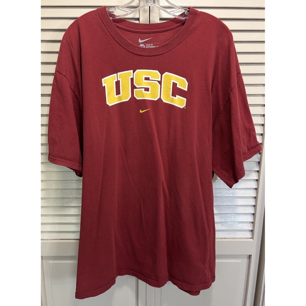 NIKE USC Loose Fit Graphic Logo Crew Neck Short Sleeve T-Shirt Size 2XL College